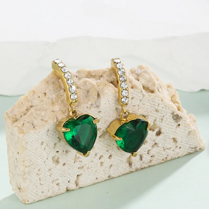 Everyday Heart Drop Earrings – Minimalist Gold Sparkle