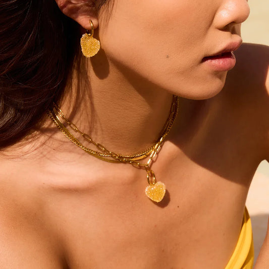 Colorful, feminine earrings designed to complement a sunny vacation look.